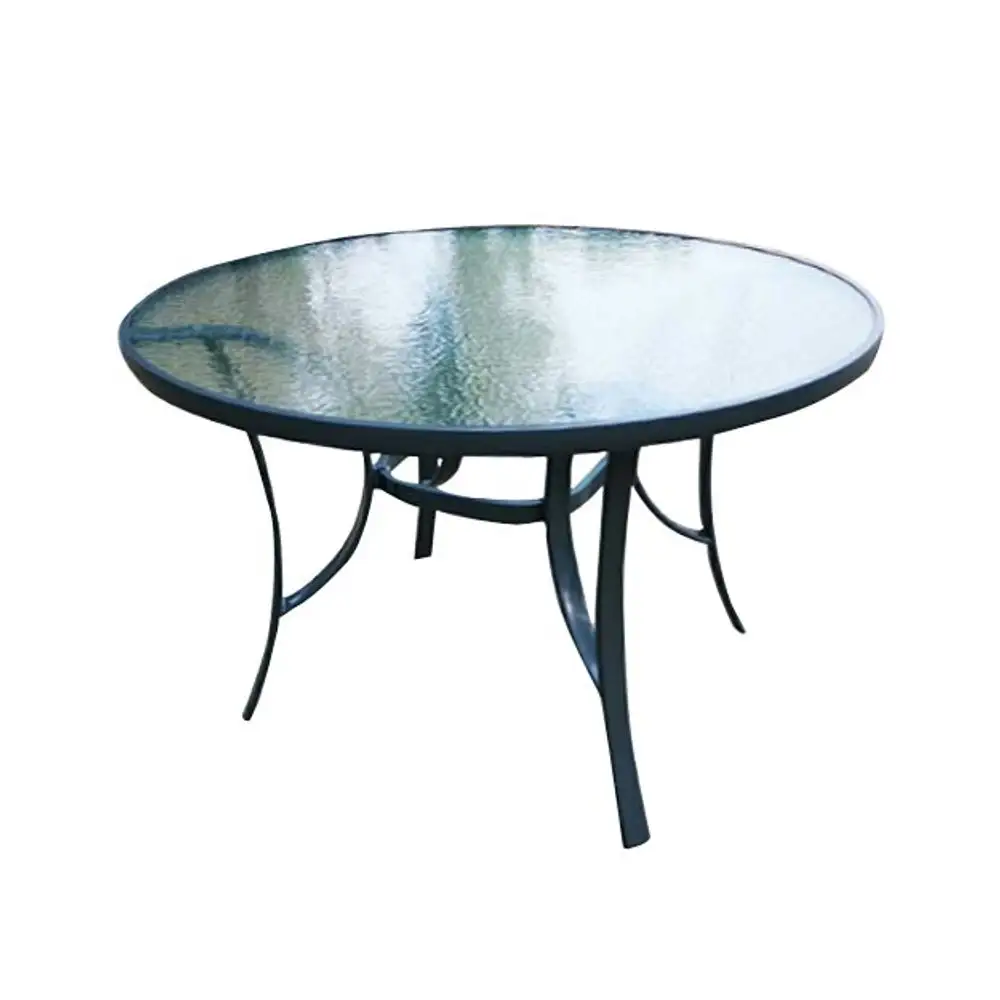 Seasonal Trends 50703 Round Glass Top Table 40 Inch Steel Patio Dining