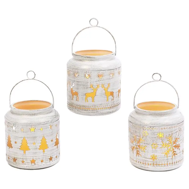 Gerson LED White Rustic Winter Scene Lanterns Indoor Christmas Decor 5.51 Pack 6
