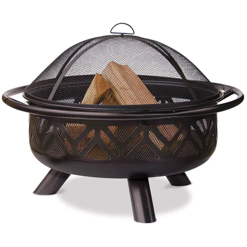 Endless Summer Oil Rubbed Warm finish Wood Burning Outdoor Firebowl Geometric Design - WAD1009SP