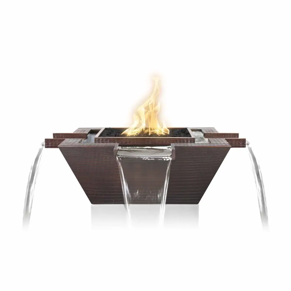 Outdoor Plus - Maya 4-Way Square Hammered Penny Fire & Water Bowl OPT-30FW4W