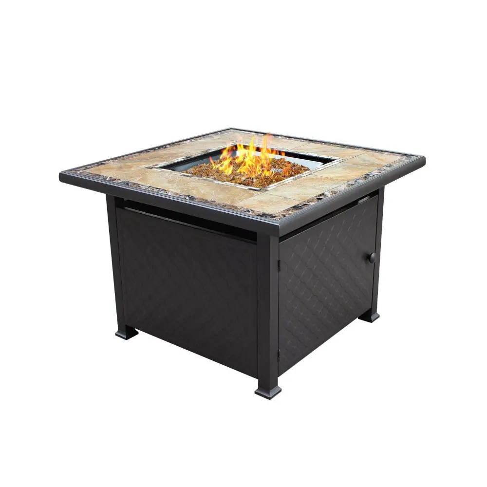 AZ Patio Heaters Square Tile Fire Pit Rustic gold