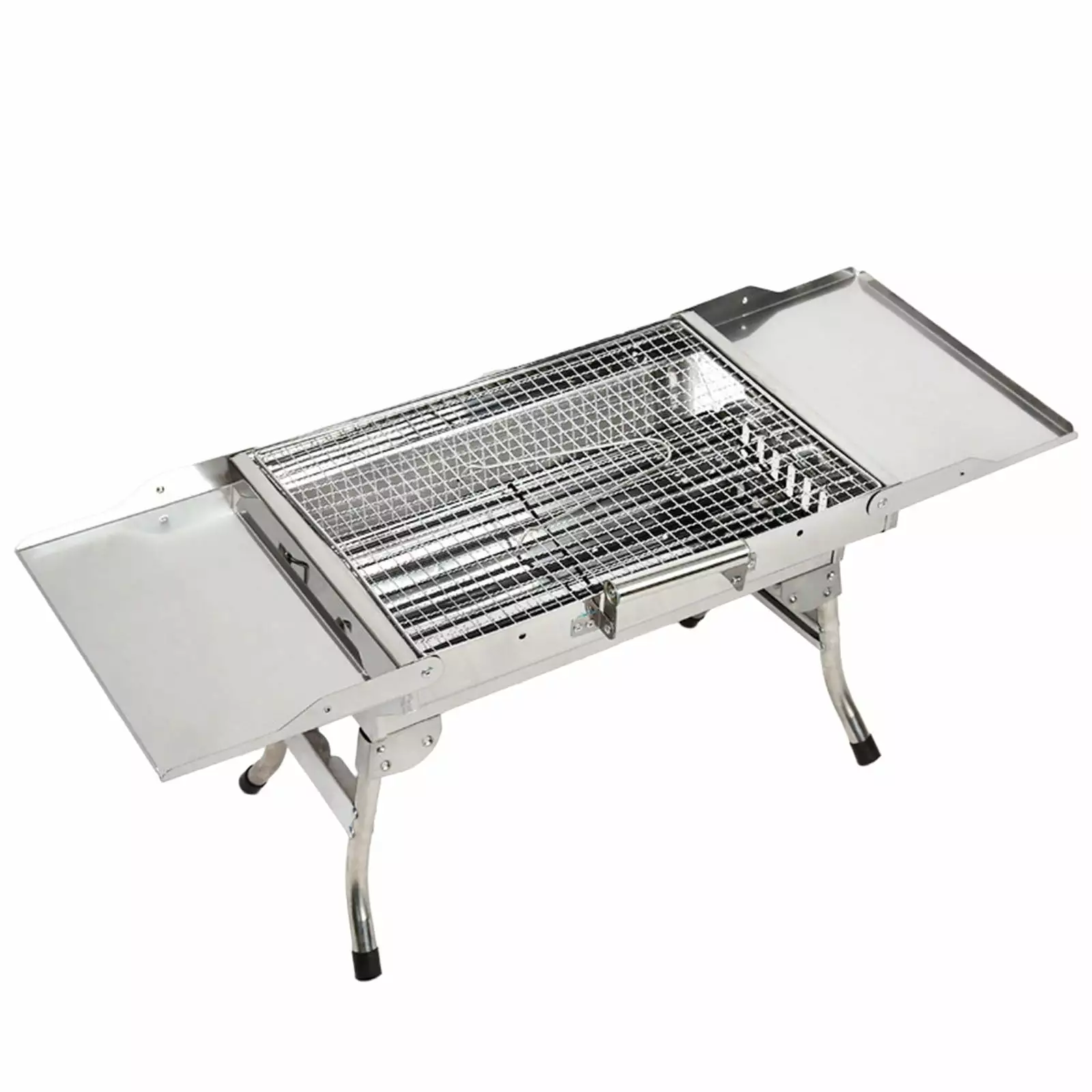 Travel-friendly Stainless Steel Folded Tabletop BBQ Grill Beach Outdoor Cooking figatia