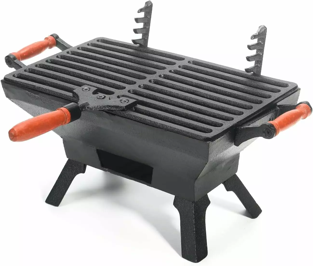 Sungmor Small Cast Iron Charcoal Grill Stove 12 x 6.8 Gridiron Heavy Duty Tabletop BBQ Grill Balcony Yard Outdoor Hibachi ...