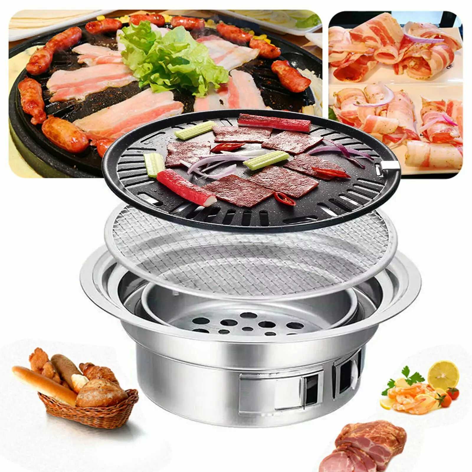 YouLoveIt Korean BBQ Grill Multifunctional Charcoal Barbecue Grill Indoor Outdoor Camping