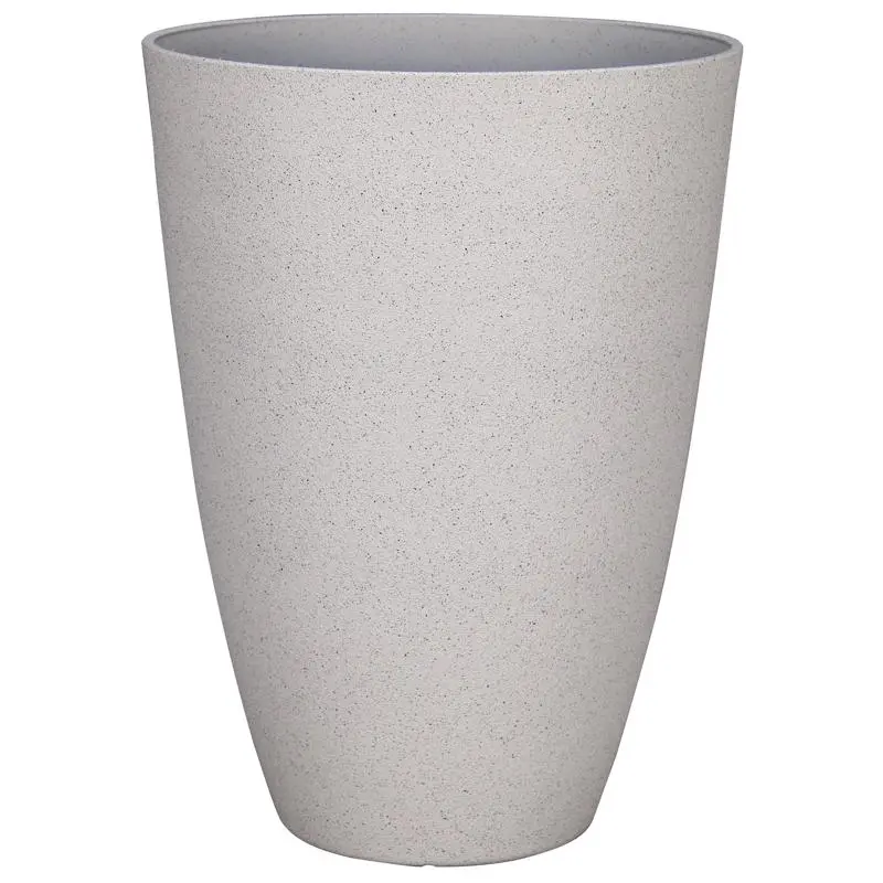 L&G Solutions 21.9 . H X 16 . D Polyresin Speckle Tall Planter White Modern Garden Decor