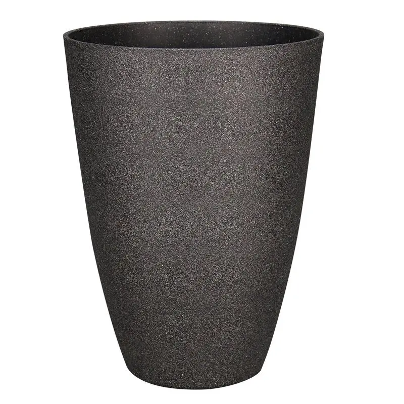 L&G Solutions 21.9 . H X 16 . D Polyresin Speckle Tall Planter Charcoal Contemporary Outdoor Decor