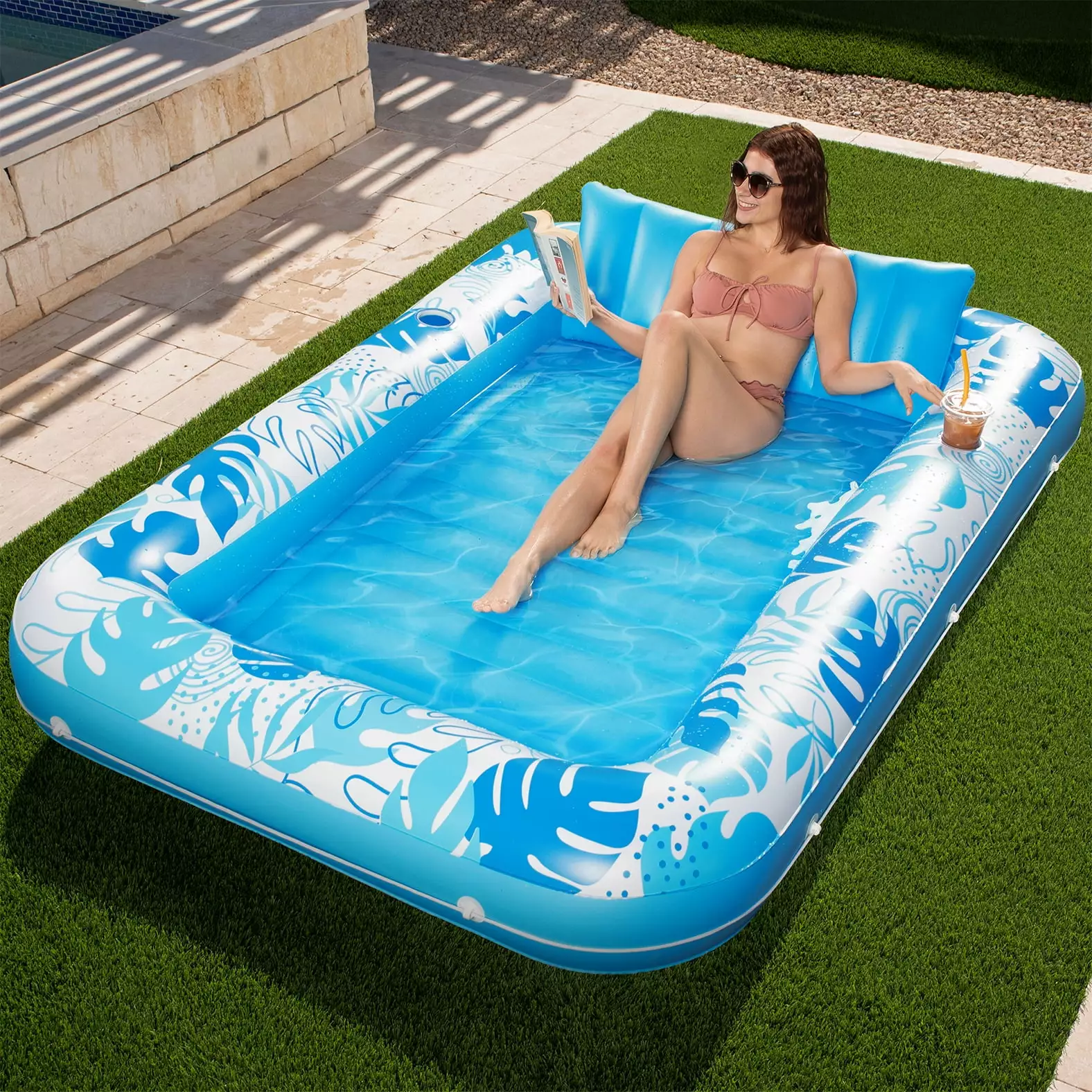 Sloosh Inflatable Tanning Pool Lounger Float 85 x 57 Extra Large Suntan Tub