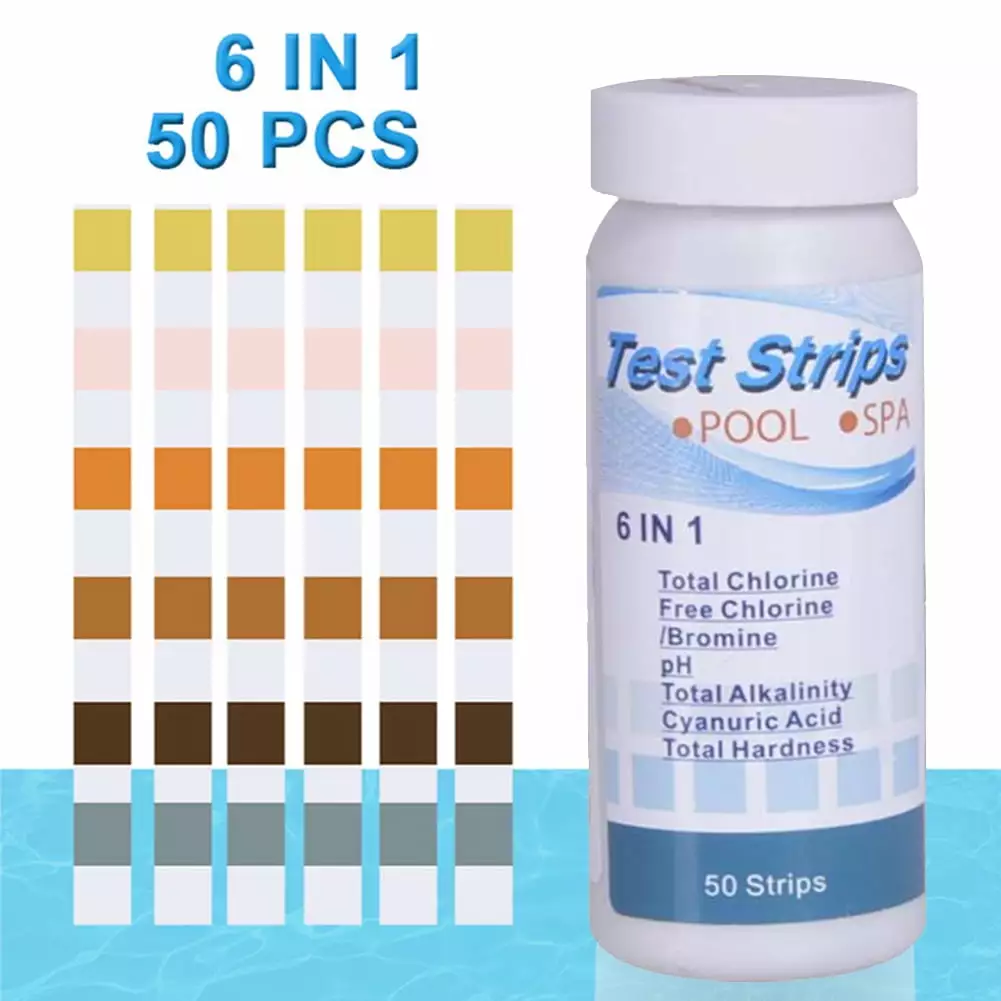 Cheers US 50Pcs Pool and Spa Test Strips 7--1 Kit Hardness Chromium Free Chlorine Bromine pH Alkalinity