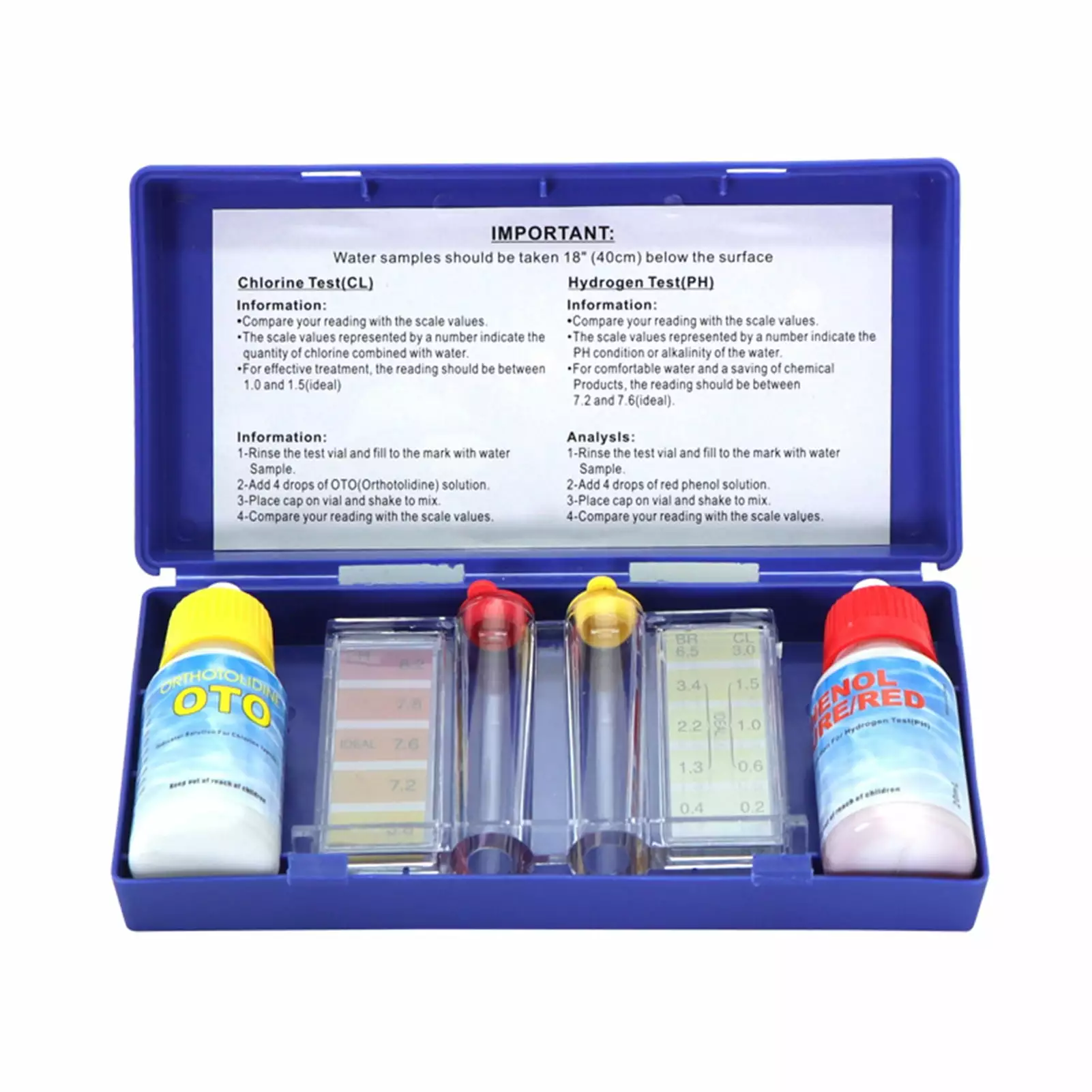 ActFu Water Quality Test Kit Precise High Purity Portable Reagent PH Chlorine Testing Kit Swimming Pool Sets