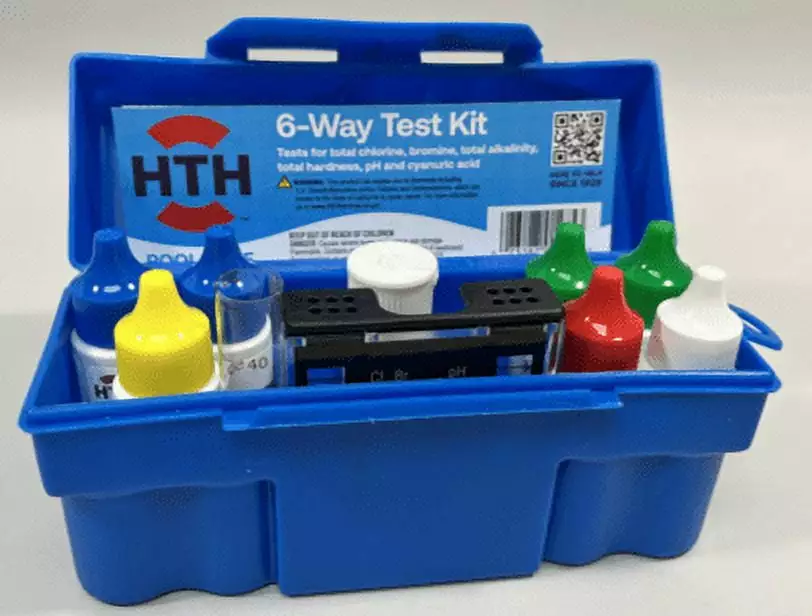 HTH Pool Care 6-Way Test Kit 100 Tests Swimming Pools Water Quality