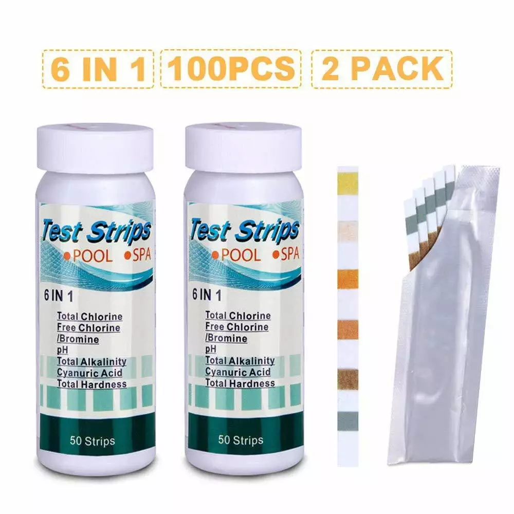 100Pcs 6--1 Pool & Spa Test Strips Ideal Pools Hot Tubs and Spas Easy to Read Summer Savings Clearance