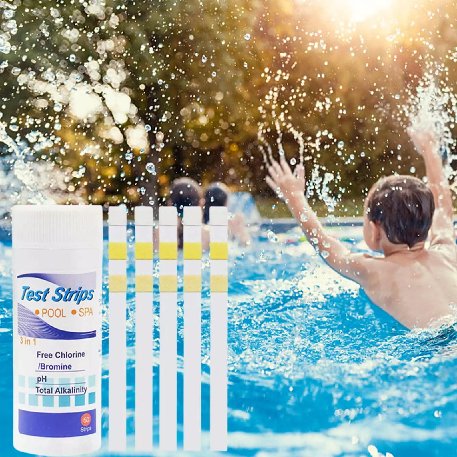 50Pcs 3--1 Pool and Spa Test Strips Kit Accurate Water Testing Swimming Pools and Hot Tubs