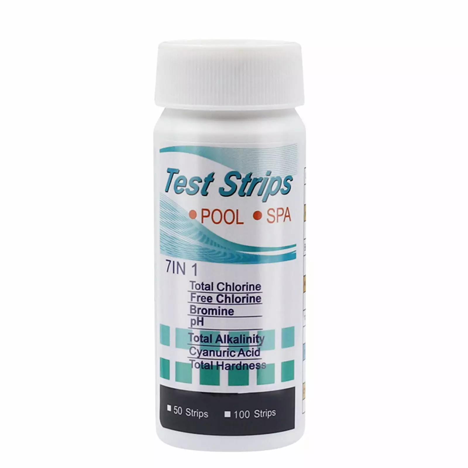 50Pcs 7--1 Chlorine Residual Test Strips Pool and Spa Water Testing Swimming Pools and Hot Tubs