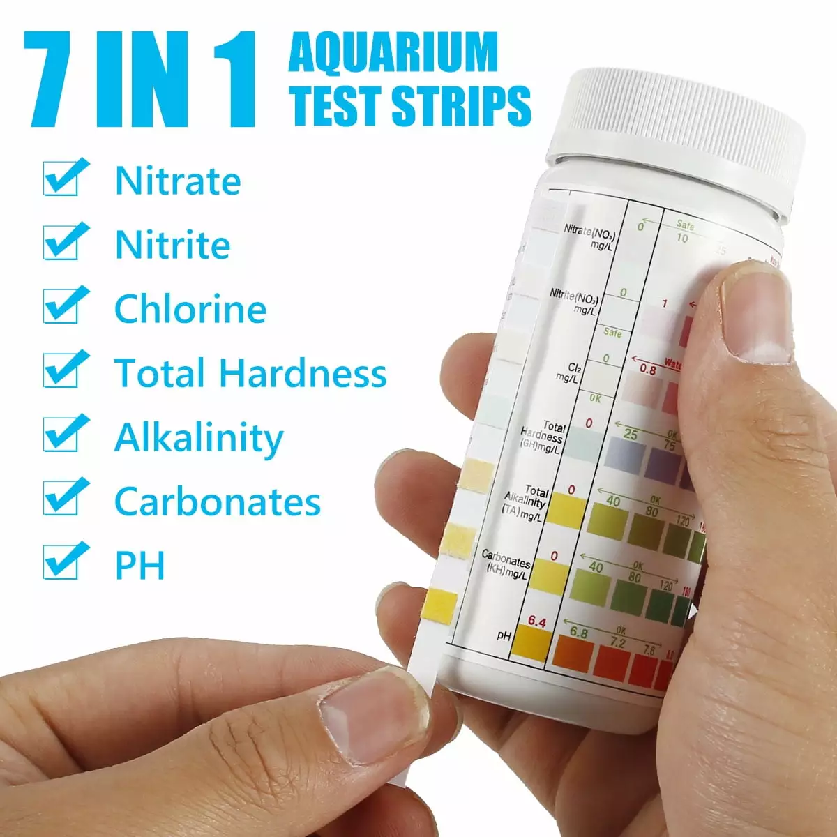 Duety Aquarium Test Strips 100 Strips Kit Freshwater Saltwater Pond Fish Tank pH Nitrite Alkalinity Testing Style
