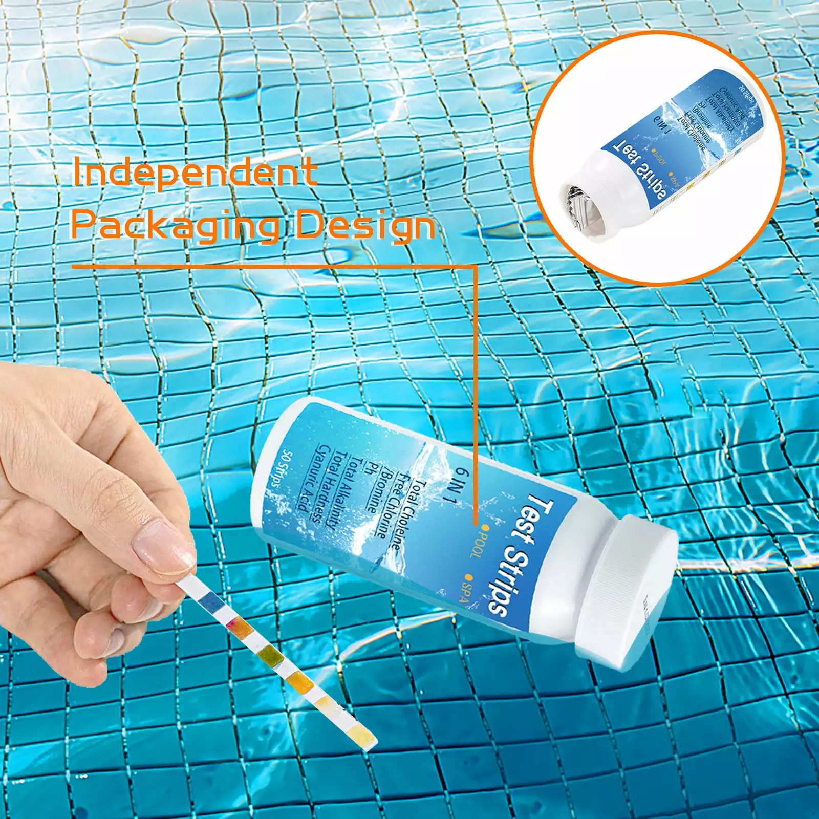 Hmlai Clearance 6--1 Swimming Pool Test Strips 50Pcs Fast and Easy Pool Water Quality Detection