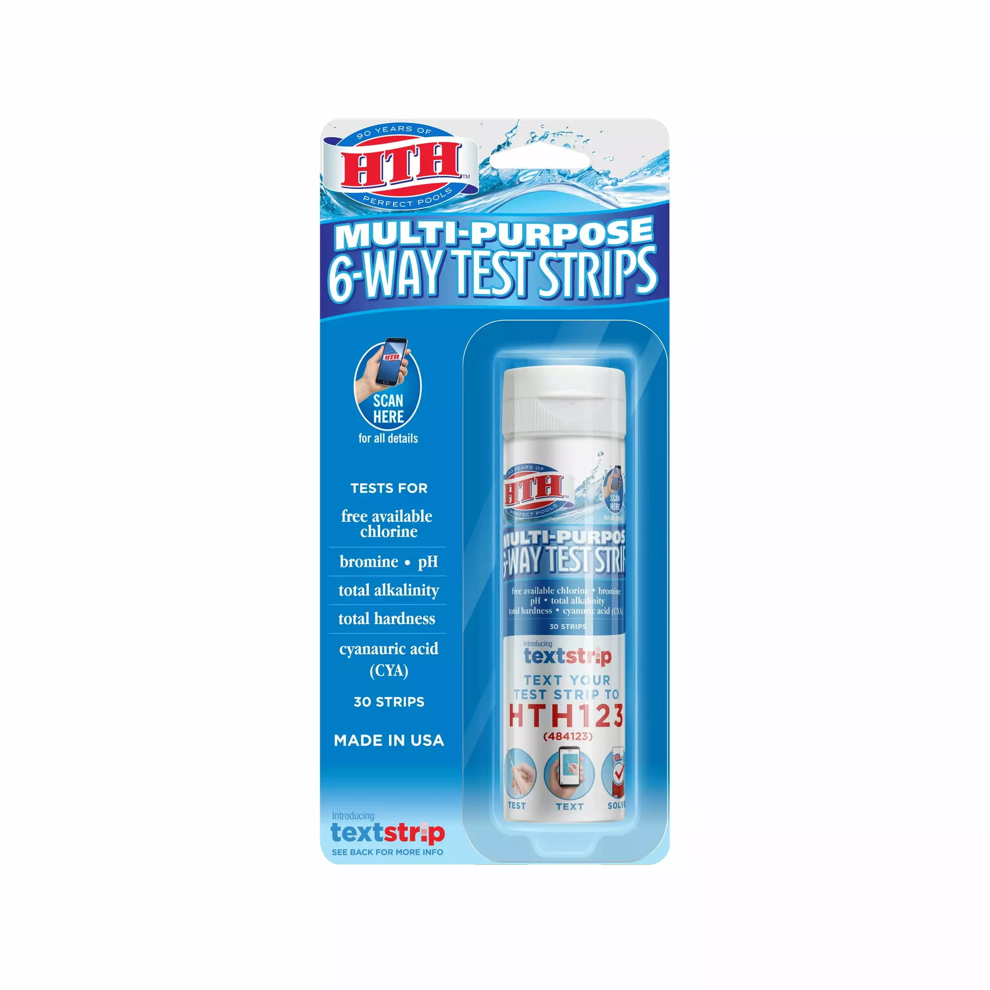 HTH Multi-purpose 6-Way Test Strips Swimming Pools 30 Count 30