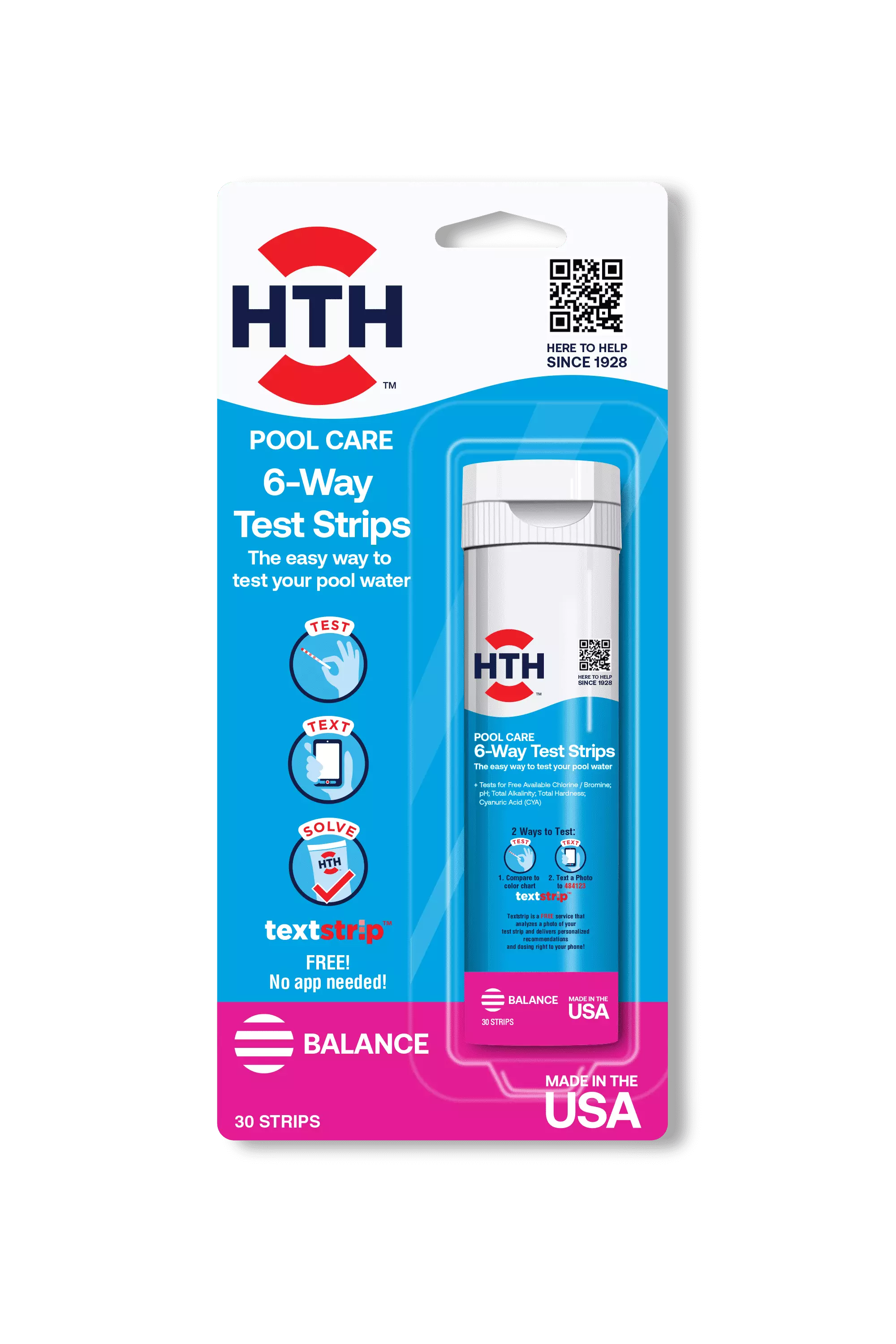 HTH Pool Care 6-Way Test Strips Swimming Pools 35 Strips 0.5 lb