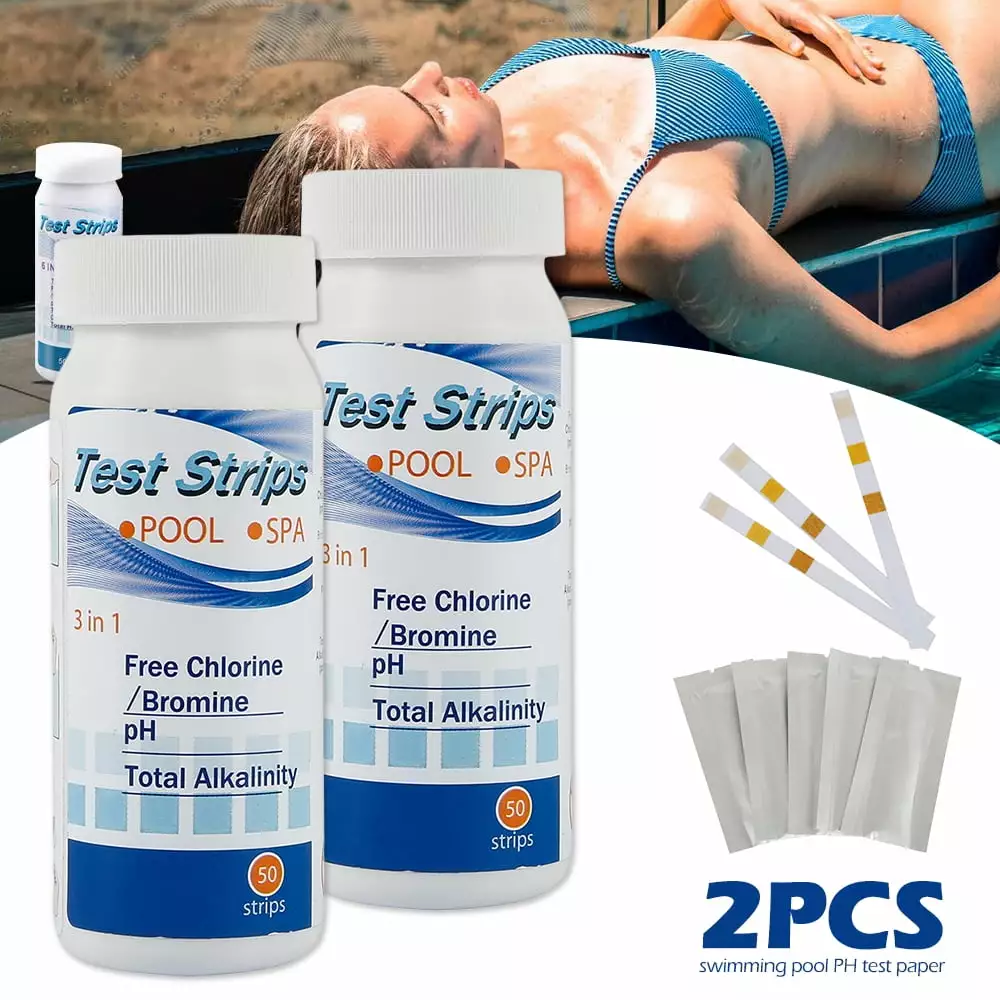 3 1 Pool Test Strips Miuline Two Boxes 100 Pieces Chlorine Dip Test Strips Hot Tub SPA Swimming Pool pH Testing Two