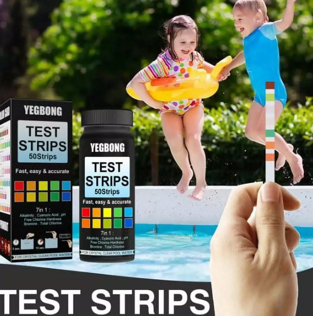 QISIWOLE Pool and Spa Test Strips - Quick and Accurate 7-1 Pool Test Kit Bromine, pH, Hardness, and Chlorine - Includes Eb...