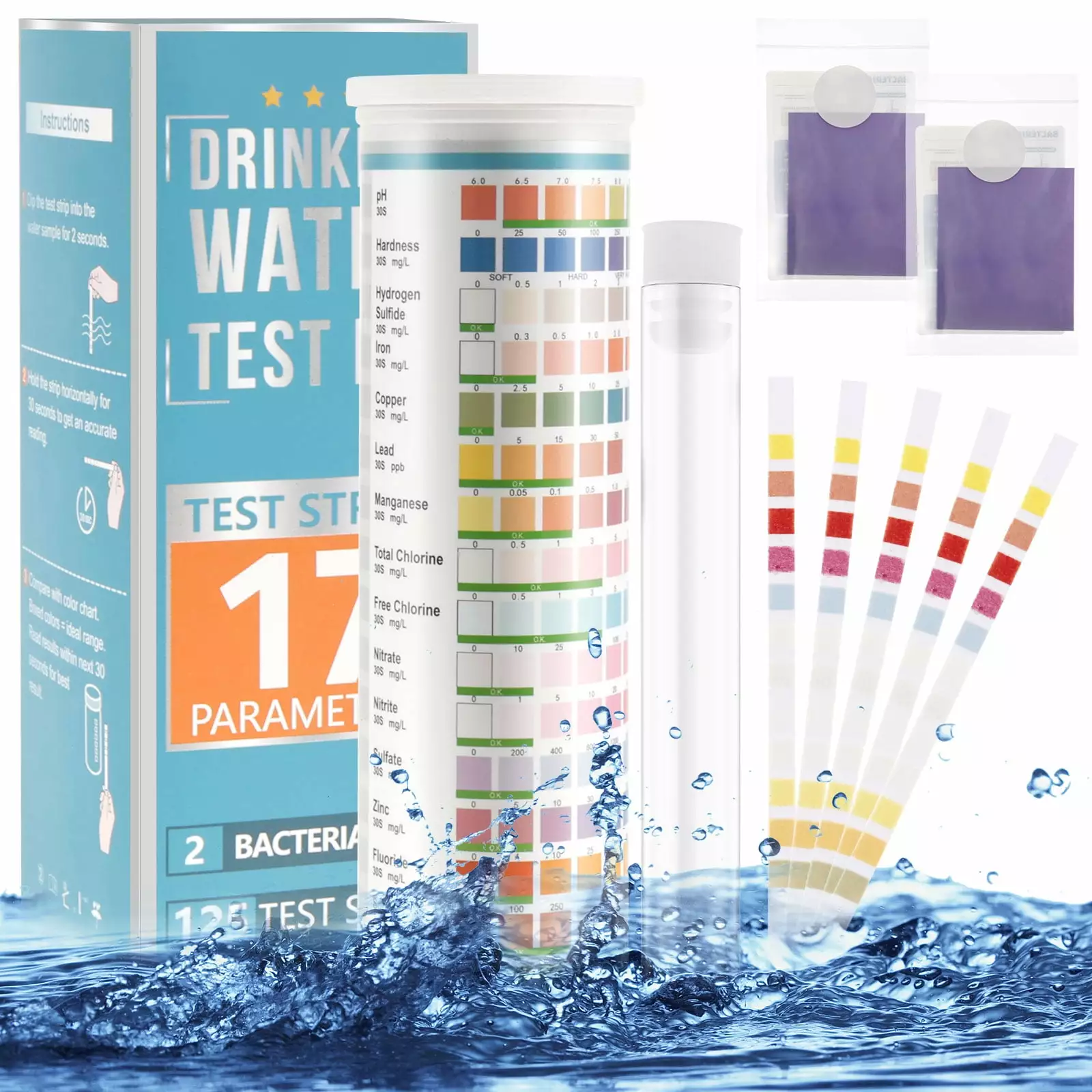 17 1 Water Testing Kits Drinking Water Home Tap and Well Water Test Kit 125 Strips 17