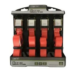4-Pack 1-Inch x 6-Ft. Cam Buckle Tie-Downs Cargo and Transport Master Mechanic
