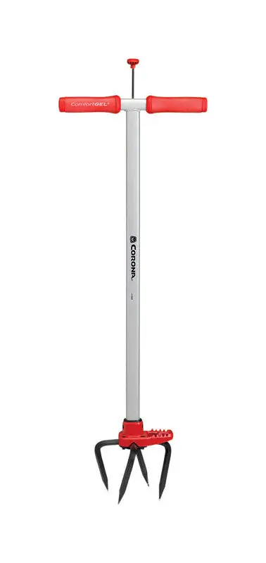 Corona ComfortGEL 4 Tine Steel Hand Tiller 6 Inch Aluminum Handle Garden Tool