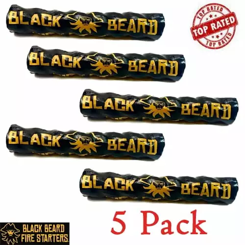 Black Beard Fire Starter Rope Survival Tinder - 5 Pack Camping and Emergency