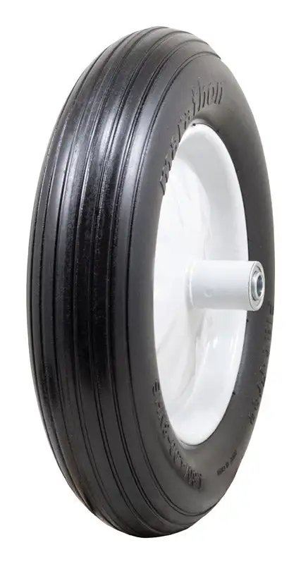 Marathon Ribbed Tread Polyurethane 500 lbs Capacity Wheelbarrow Tire 15.5 Inch Wheel
