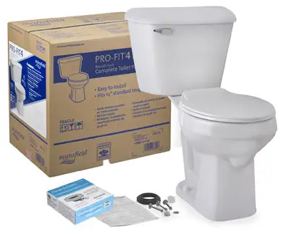 Mansfield 117CTK Pro-Fit4 Round Complete Toilet Kit White Seat and Hardware