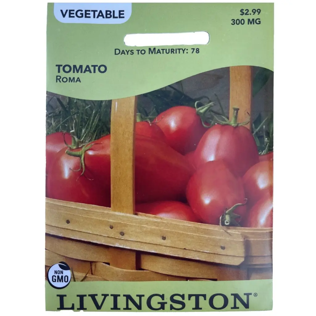 Livingston Seed Tomato Roma 300 mg Heirloom Vegetable Seeds