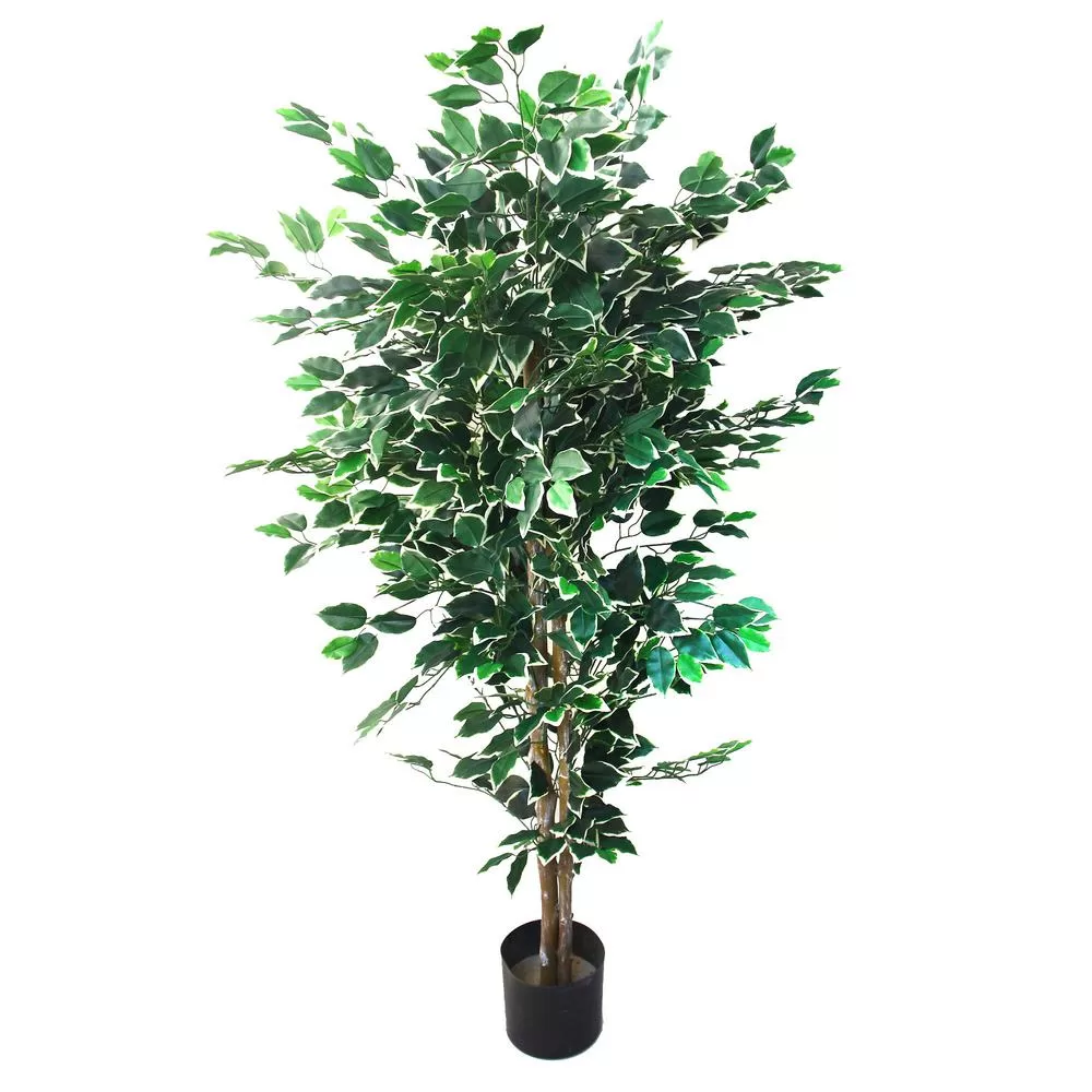 Pure Garden 5-Foot Tall Artificial Topiary Ficus Tree Indoor Outdoor Decor