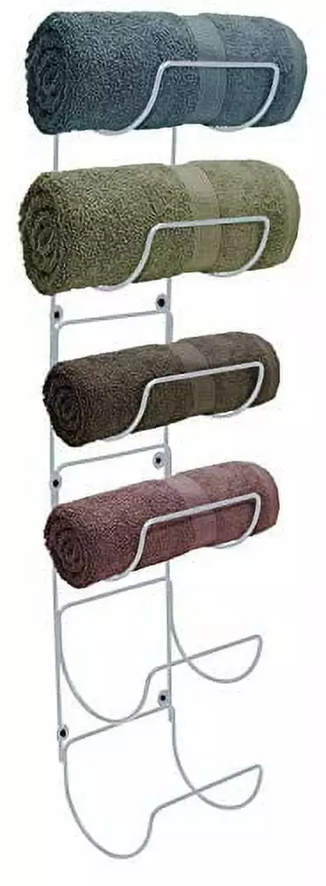 Sorbus Wall-Mounted Metal Towel Rack Spa Salon and Bathroom Storage Modern White