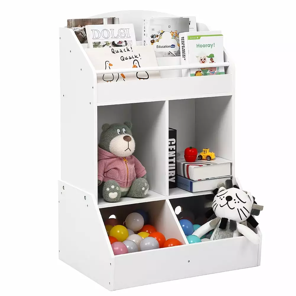OYang Kid's Cubby Toy Storage Organizer 6 Compartments Wood Book Shelf Cabinet Toddler