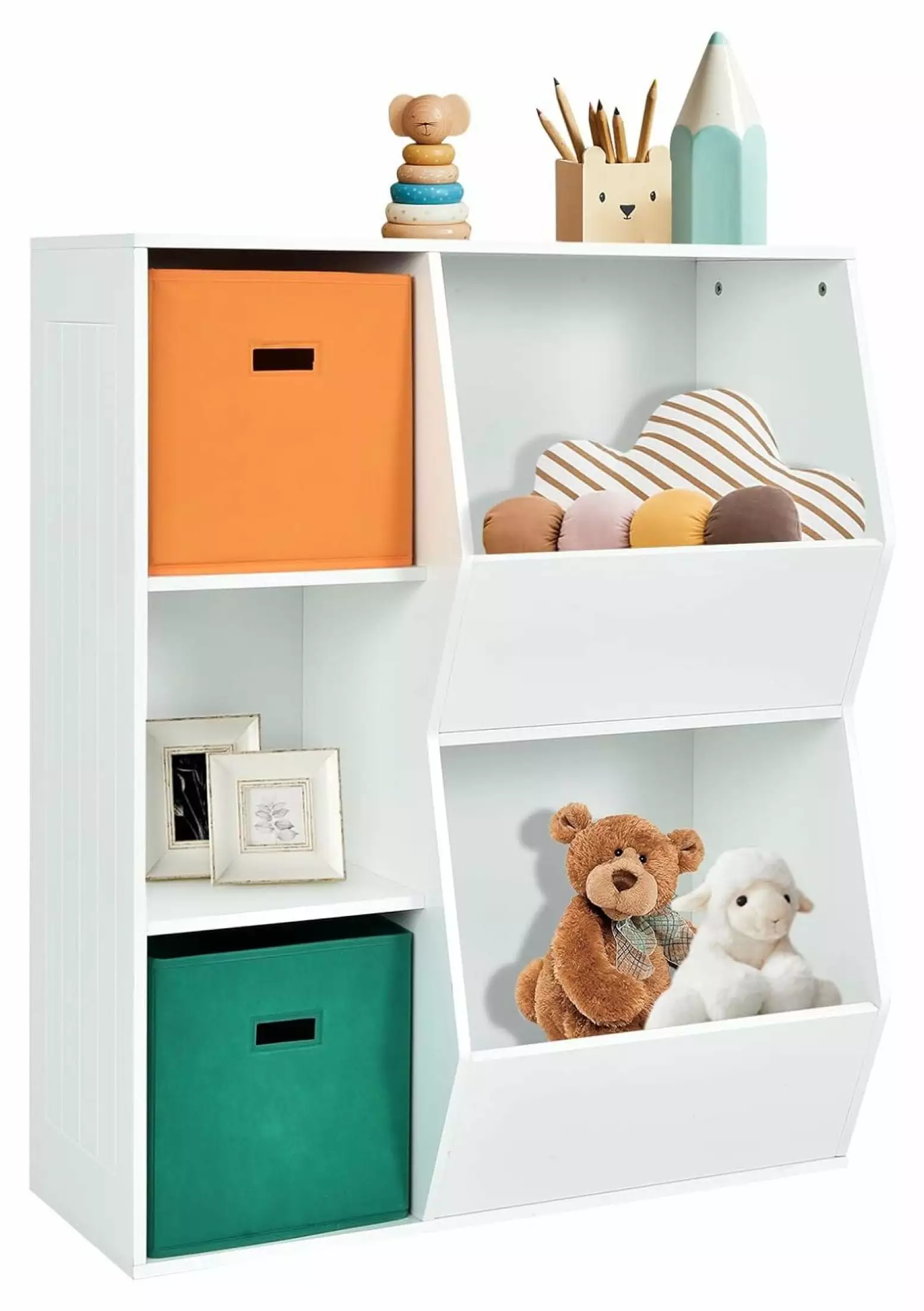 ZHANGHU Toy Storage Organizer Bins 5 Cube Kids Bookshelf Storage Wood Toy Storage Shelf