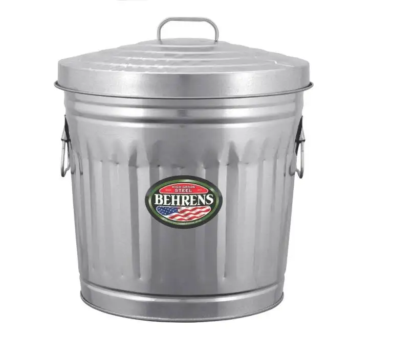 Behrens 6210 10 Gallon Utility Steel Trash Can Lid Home and Office