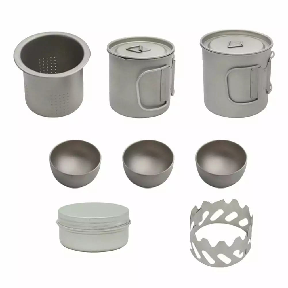 Pure Titanium Portable Double Layer Tea Cup Filter Mug Camping and Travel Ruibeauty