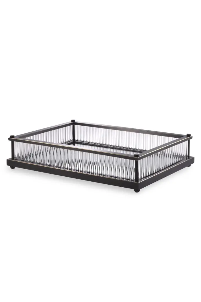 Black Mirror Bottom Rectangular Tray Eichholtz Cora Elegant Serving Tray