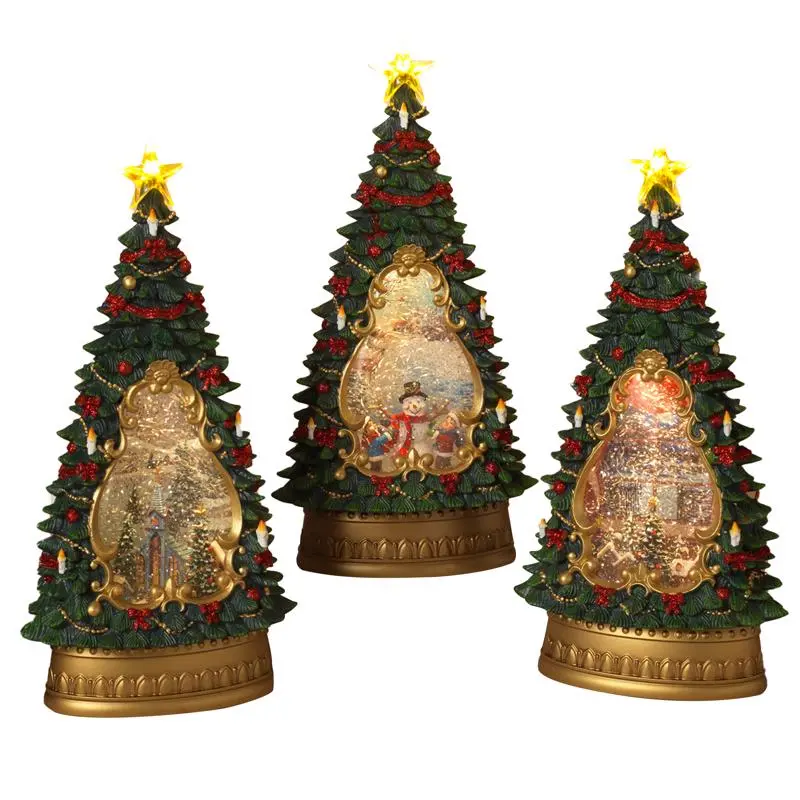 Gerson Assorted Christmas Water Globe Tree 13.5 Pack 3 Holiday Decor