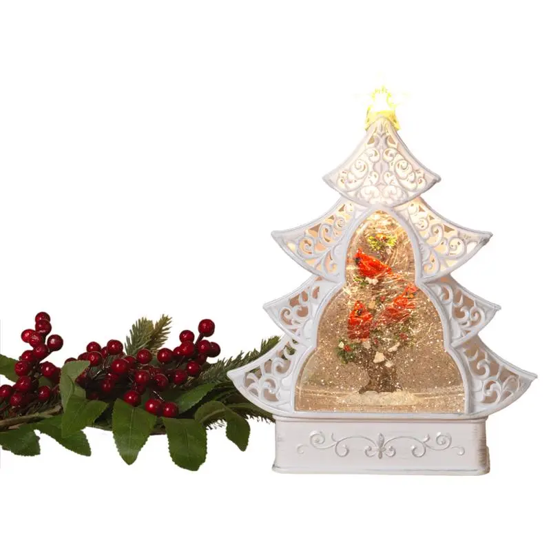 Gerson Multicolored Lighted Spinning Cardinal Scene Water Globe Tree 12 Pack 6