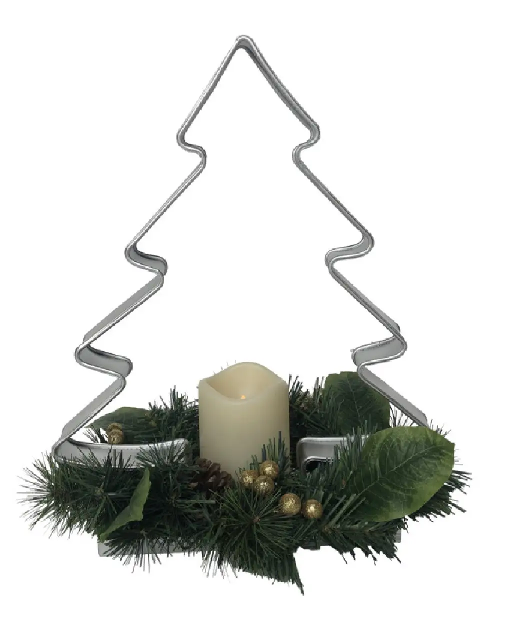 Santas Forest 23605 Galvanized Metal Christmas Tree Candle White Silver
