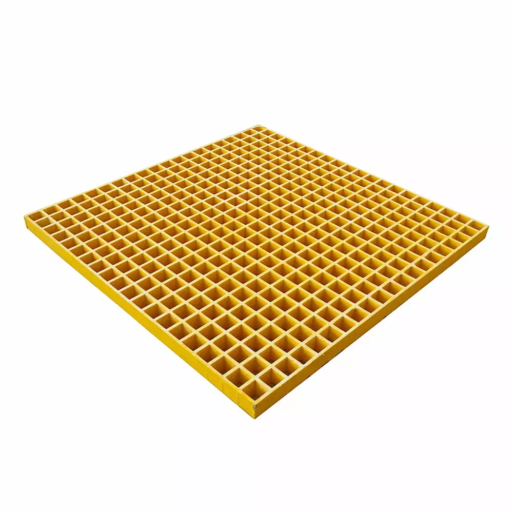 Techtongda 2.6ft x 2.6ft Ground Grille Ground Grid Fiberglass FRP Grating Tree Grate Yellow