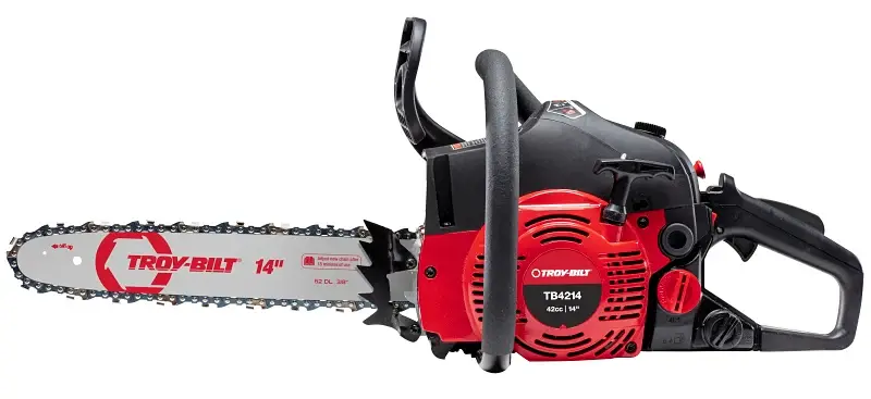 Troy-Bilt 41AY4214766 Chainsaw, Gas, 42 cc Engine Displacement, 2-Stroke, Air Cooled, Complete Crank Engine, 14 L Bar