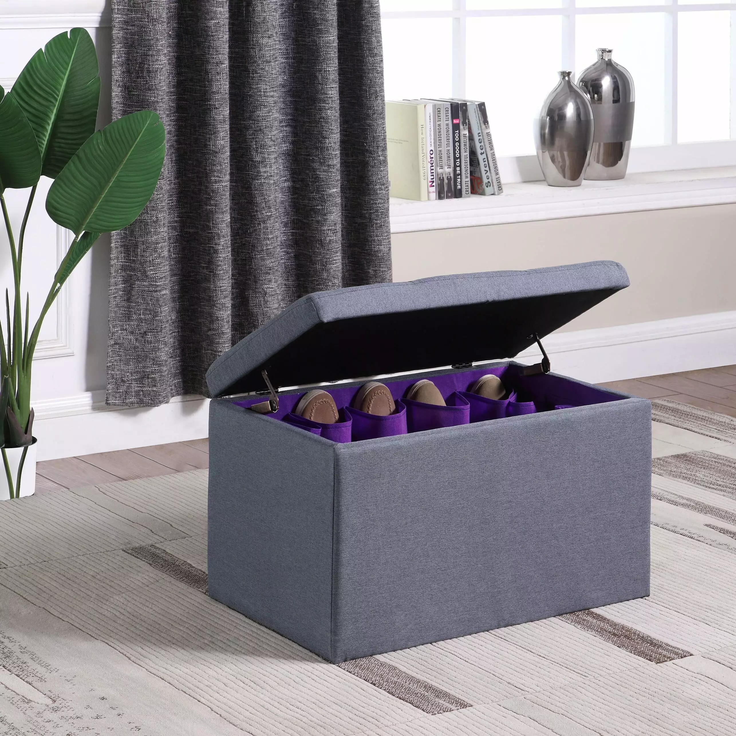 18.5 Inch Grey Tufted Storage Bench Compact Upholstered Seat Hidden Storage Benches Bed Bath & Beyond