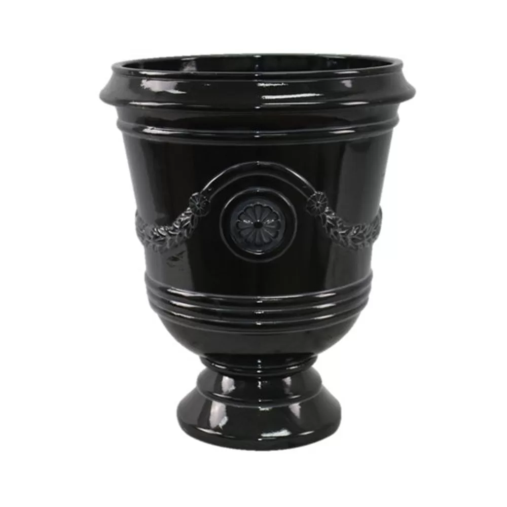 Southern Patio CMX-042464 Black Porter Urn Planter 15.5 Inch Outdoor Decor