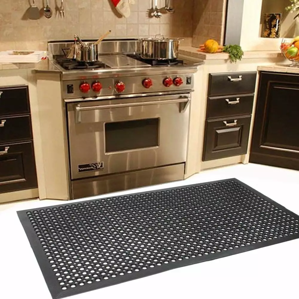 Zimtown Rubber Floor Mat Anti-Fatigue 60x36 Non-Slip Indoor Outdoor Utility Mat Black