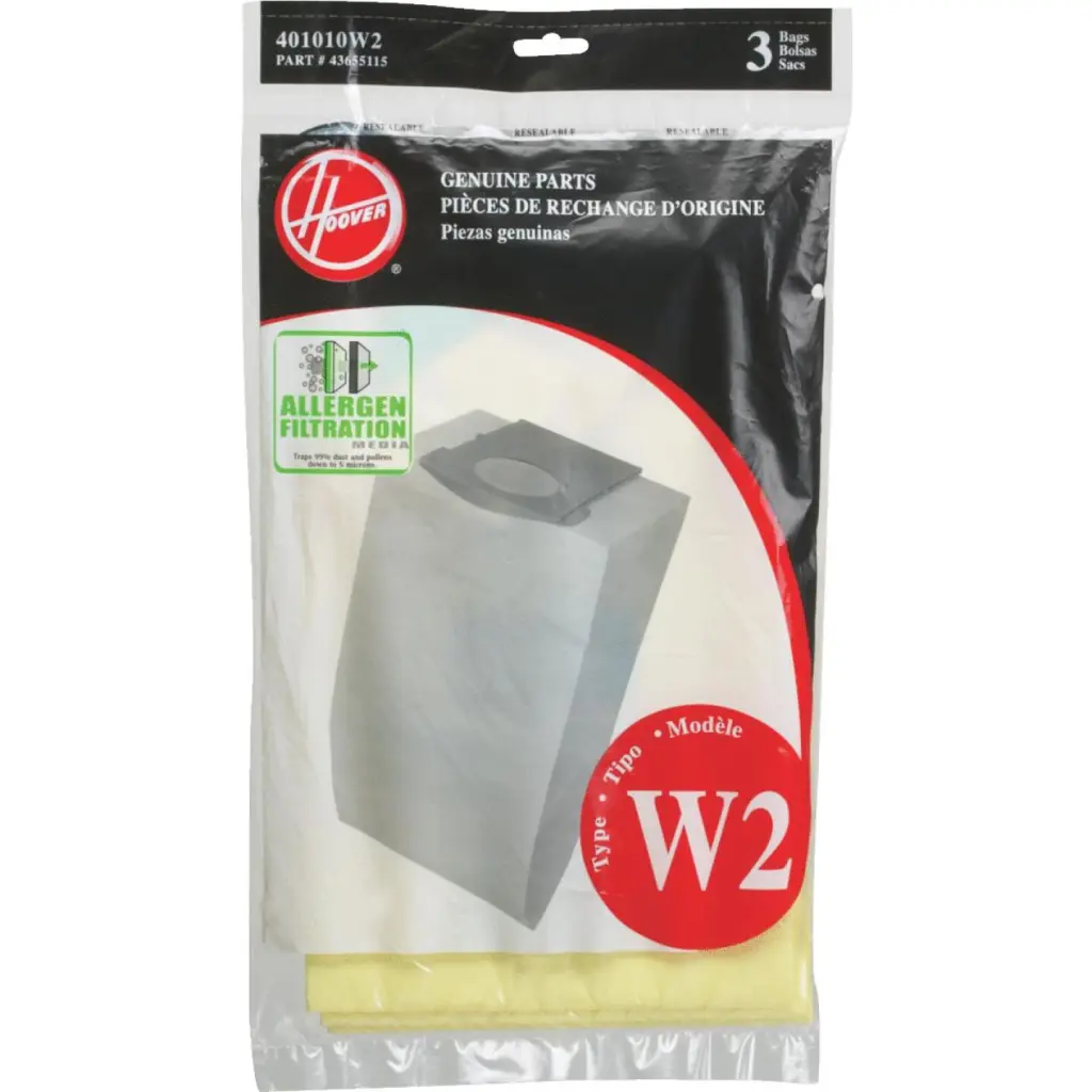 Hoover Type W2 Allergen Filtration Vacuum Bag 3-Pack Allergen Removal