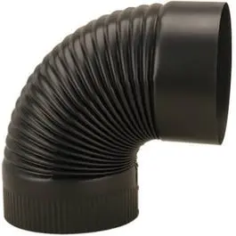Black Stove Corrugated Elbow 24-Gauge 6-Inch Venting Systems Imperial