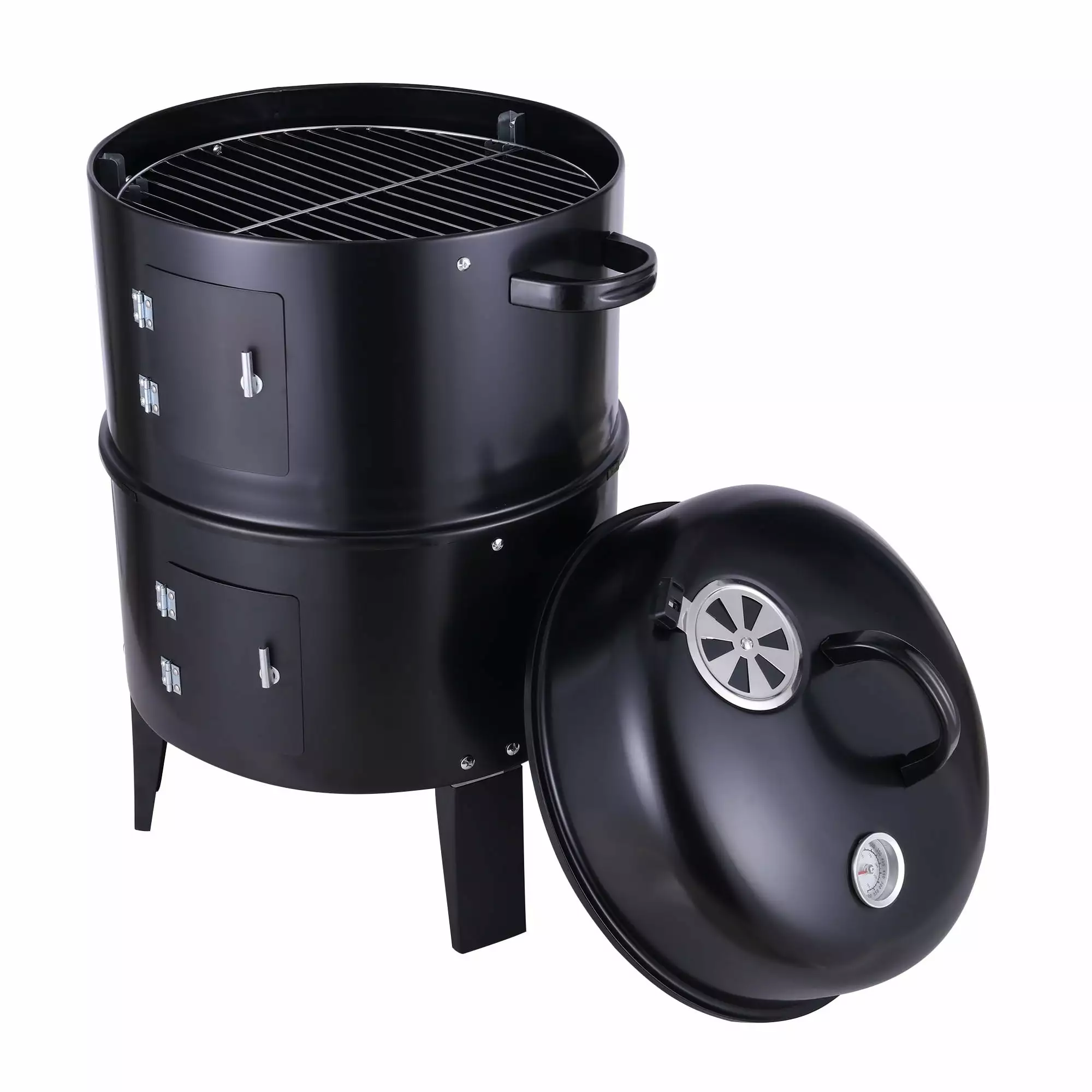 Vertical Charcoal BBQ Smoker 3--1 Built- Thermometer Adjustable Air Vent Outdoor Picnic Camping ATTOAY