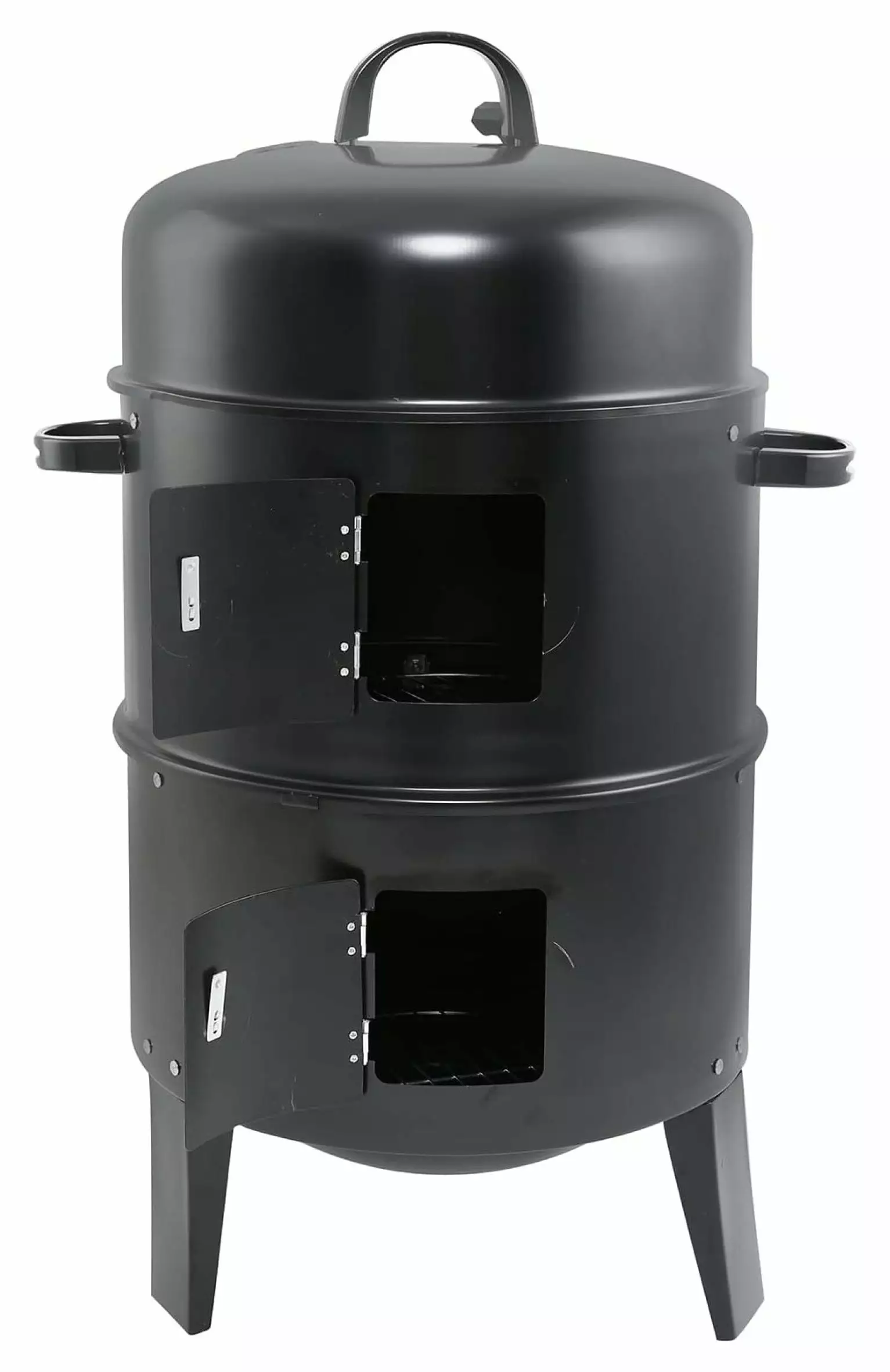 32-inch Charcoal Smoker BBQ Grill 3--1 Outdoor Vertical Smoke Travel-friendly Meat Cooker Black Exlonjet