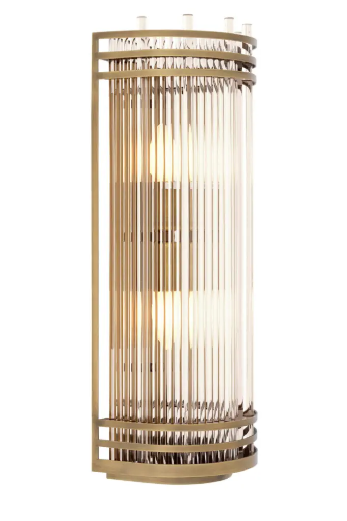 Eichholtz Gulf L Antique Brass Glass Wall Lamp Vintage Style